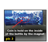 Hold coin in position with magnet.