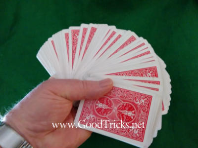 Image of card fan card sleight flourish as used in many magic tricks.