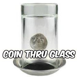 Image of coin inside a glass.