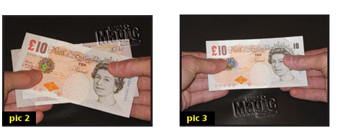 money trick explanation showing handling of note.