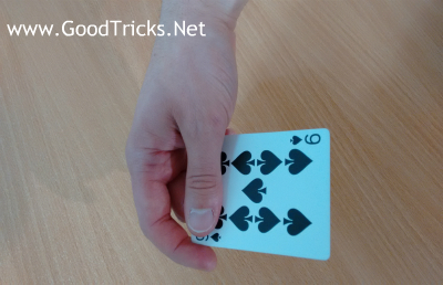 Image showing the Hermmann grip which is a popular hold for throwing playing cards.