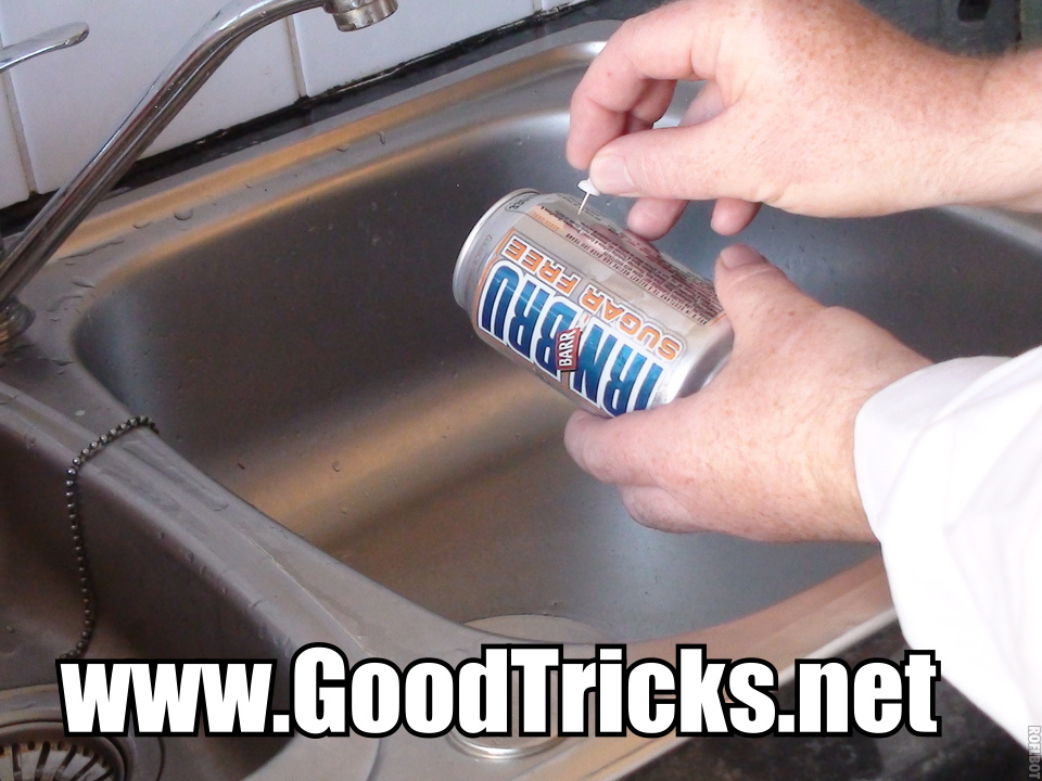 Make small hole in soda can