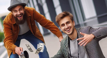 Street magicians having fun.