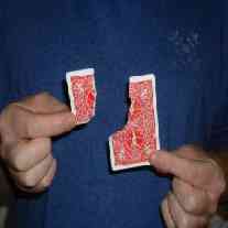 Rip piece from extra card.