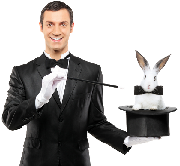 Magician pulling a rabbit out of a hat. This is classic magic.