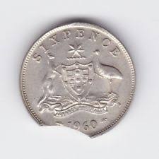 Photo showing a coin which looks like it has been bitten.