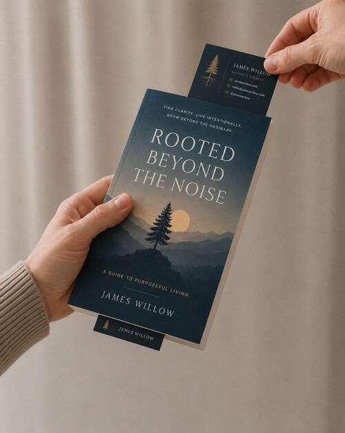 Spectator inserting a second business card into the opposite end of the book