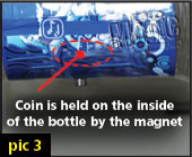 Hold coin in position with magnet.