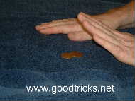 Reveal both coins under one hand.