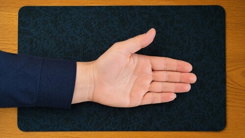 A coin disappearing and reappearing in the magician's hand