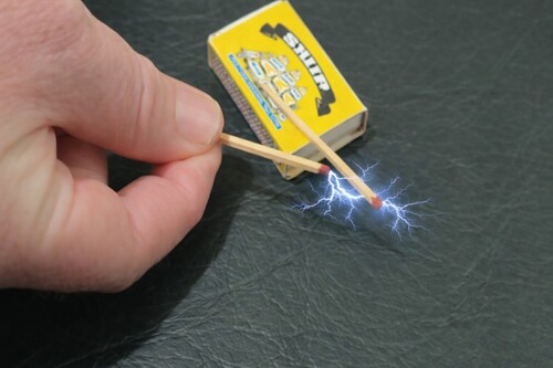 Matchsticks arranged for a jumping match trick