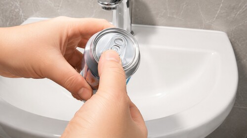 Soda can opening being sealed