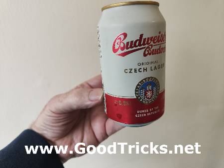 Image of a floating beer can used in a bar trick.