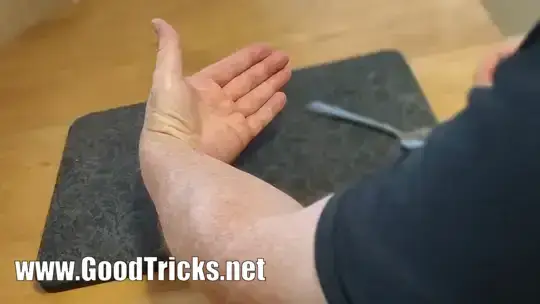 Magician's view of a spoon's movement  being hidden from audience view