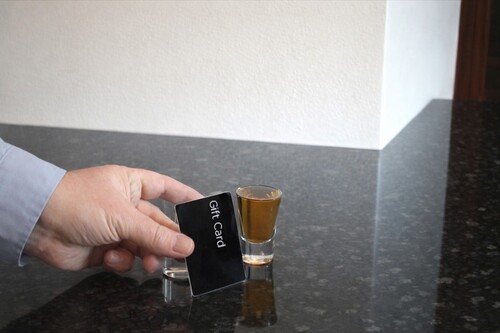 Plastic card ready to cover the water glass