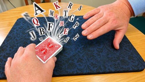 Letters appearing from a deck of cards..