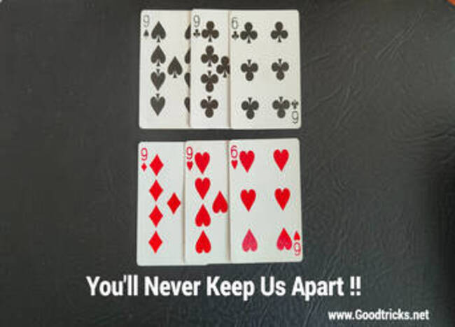 Red and black cards separating during the Oil and Water card trick