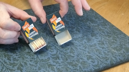 Matchbox challenge prepared on a table