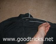 Insert coat hanger under the prepared shirt and jacket.