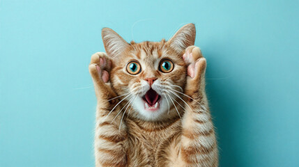 Surprised cat after viewing street magic trick.