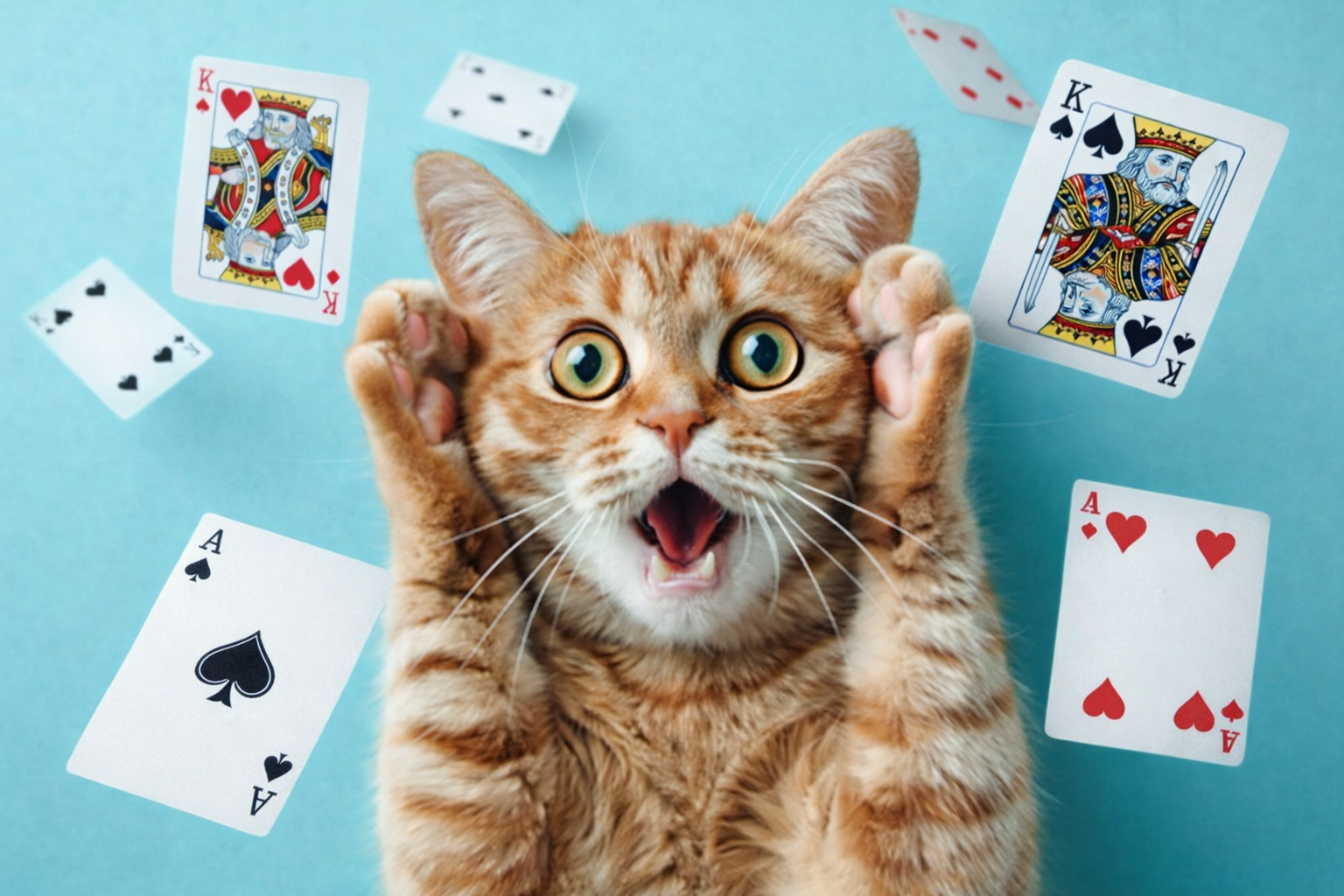 Surprised cat watching magic